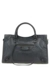 Balenciaga Le City Medium Crinkled Leather Top-handle Bag In Black