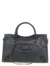 Balenciaga Le City Medium Crinkled Leather Top-handle Bag In Black