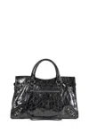 Balenciaga Le City Bag Medium In Metallised Arena Lambskin In Gray