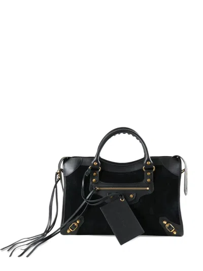 Balenciaga Le City Bag Medium Suede-panelled Tote Bag In Pink