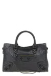 Balenciaga Le City Medium Crinkled Leather Top-handle Bag In Black