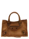 Balenciaga Women Camel Suede Medium Le City Handbag In Brown