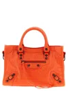 Balenciaga Textured Shoulder Bag Braided Handles In Orange