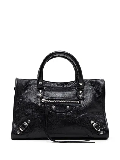 Balenciaga Le City Small Textured-leather Tote In Black