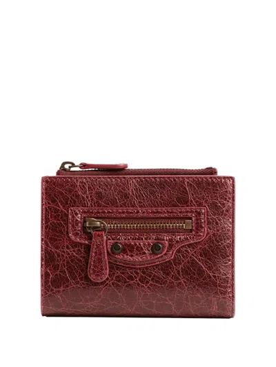 Balenciaga Le City Bifold Wallet In Arena Leather In Pink