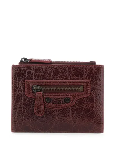 Balenciaga Le City Bifold Wallet In Berry Red In Brown