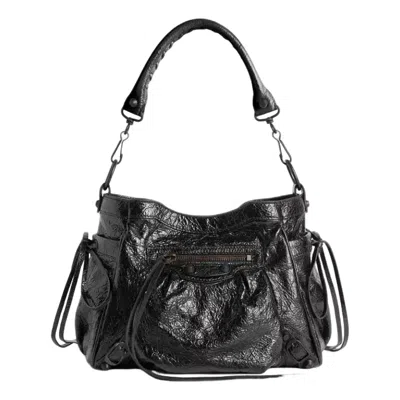 Balenciaga Lambskin Le City Shoulder Bag In Black