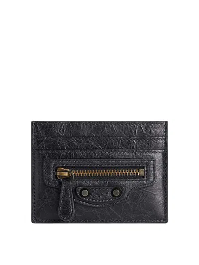 Balenciaga Le City Card Holder In Arena Lambskin In Black