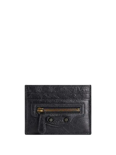 Balenciaga Le City Cardholder In Arena Leather In Black