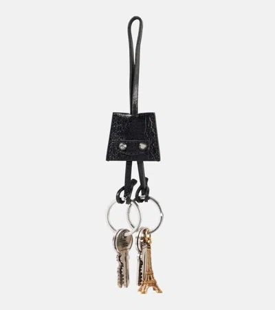 BALENCIAGA LE CITY CHARM EIFFEL LEATHER KEYCHAIN