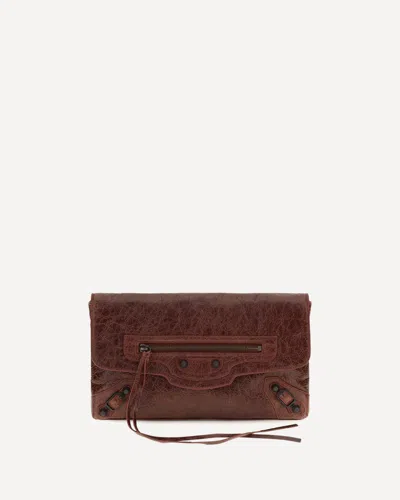 Balenciaga Le City Clutch In Lambskin In Bordeaux