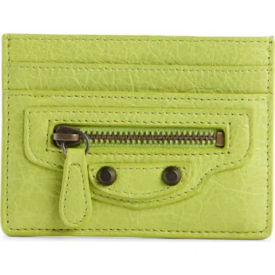Balenciaga Le City Crackled Leather Card Case In Green