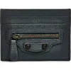 Balenciaga Le City Crackled Leather Card Case In Brown