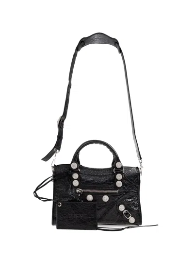 Balenciaga Le City Crystal-embellished Leather Tote Bag In Black