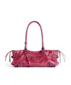 Balenciaga Women East West Leather Shoulder Bag In Pink