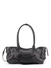 Balenciaga Le City East West Leather Shoulder Bag In Black