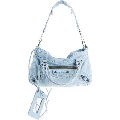 Balenciaga Le City First Denim Shoulder Bag In Blue