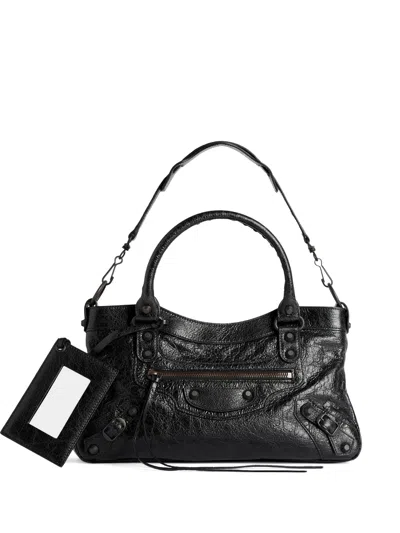 Balenciaga Le City First Lambskin Leather Handbag In Black