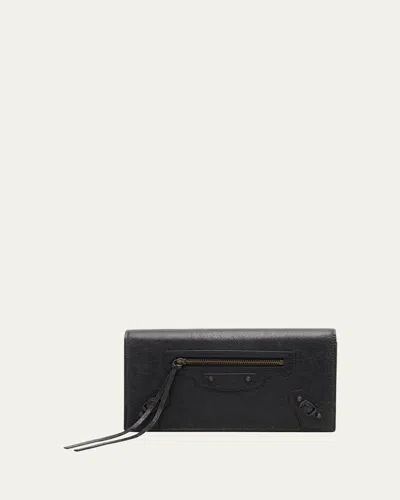 BALENCIAGA LE CITY FLAP LEATHER WALLET WITH CHAIN STRAP
