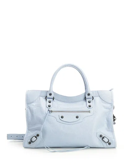 Balenciaga Le City Handbags Grey In Blue