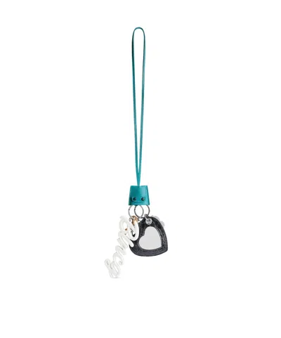 Balenciaga Le City Heart Pendant Keychain In Turquoise Steel Gray