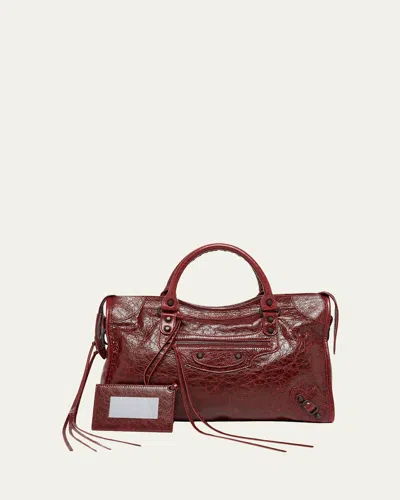 Balenciaga Le City Lambskin Leather Tote Bag In Bordeaux