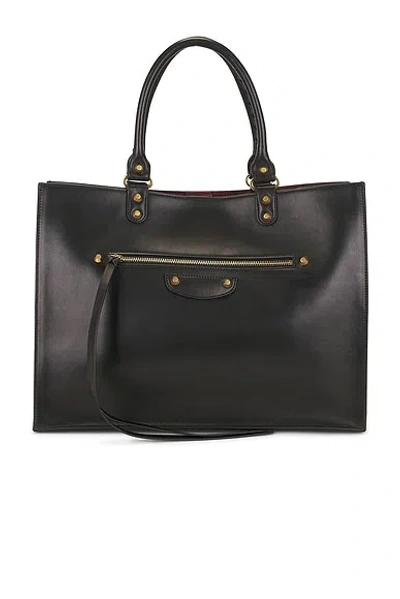 Balenciaga Le City Large Sleek Tote Bag In Black & Ruby