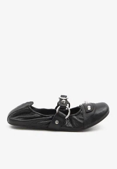 Balenciaga Le City Leather Ballet Flats