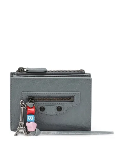 Balenciaga Le City Bifold Lambskin Wallet In Blue-grey