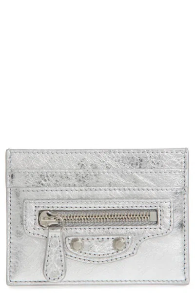 Balenciaga Le City Leather Card Case In 8122 Silver