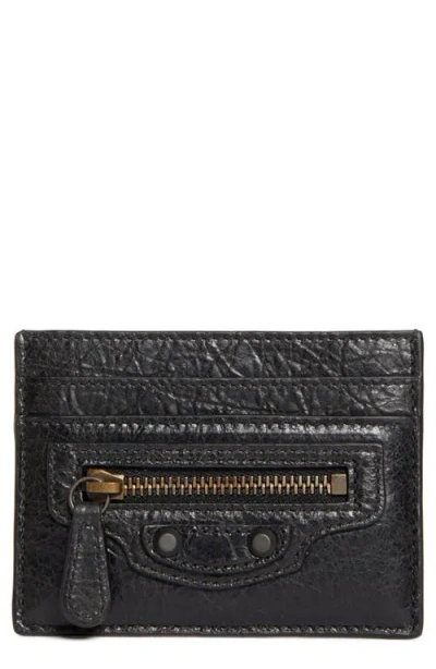 Balenciaga Le City Leather Card Case In Black