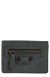 Balenciaga Le City Leather Card Case In Gray
