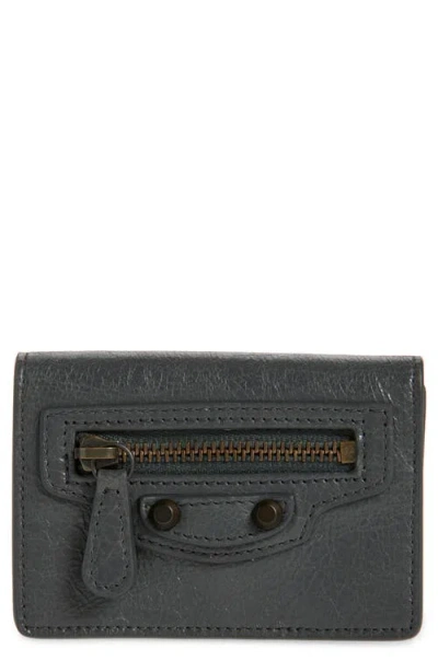 Balenciaga Le City Leather Card Case In Gray