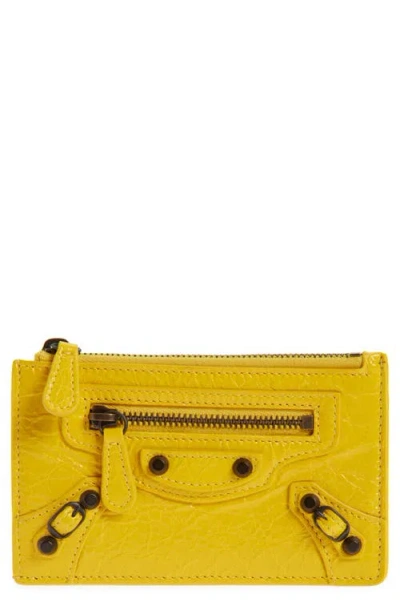 Balenciaga Le City Leather Card Case In Yellow