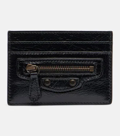 Balenciaga Le City Leather Card Holder In Black