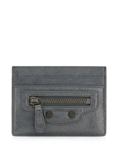 Balenciaga Le City Leather Card Holder In Gray