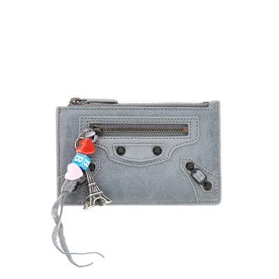 Balenciaga 'le City' Leather Cardholder Pouch In Grey