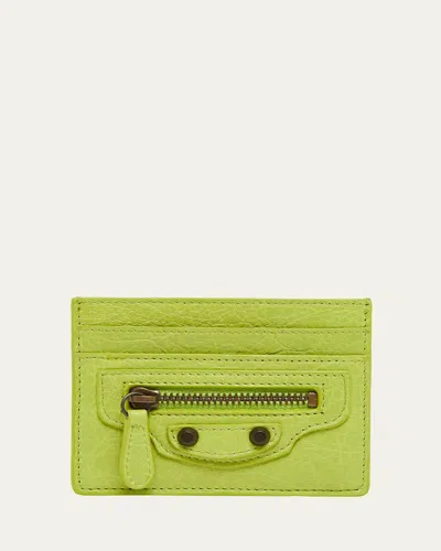 Balenciaga Le City Leather Coin And Card Holder In Green
