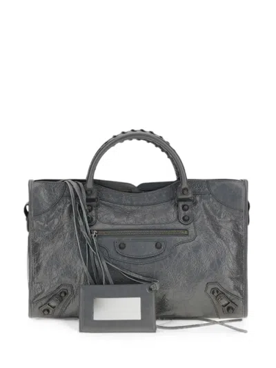 Balenciaga Le City Leather Leather Tote Bag In Gray