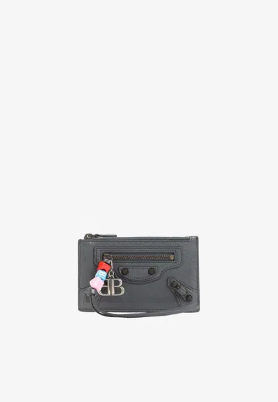 Balenciaga Le City Leather Long Cardholder In Gray
