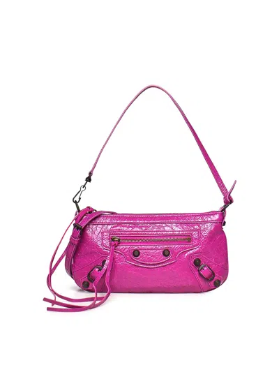 Balenciaga Le City Leather Pouch With Shoulder Strap In Pink