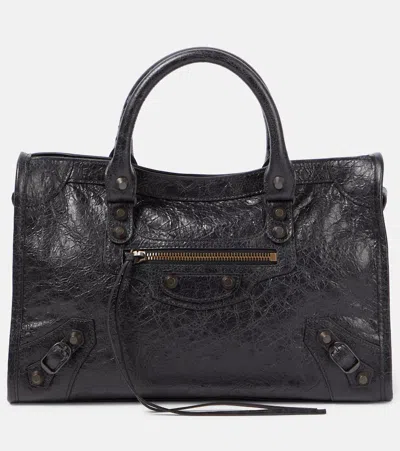 Balenciaga Le City Small Leather Tote Bag In Black