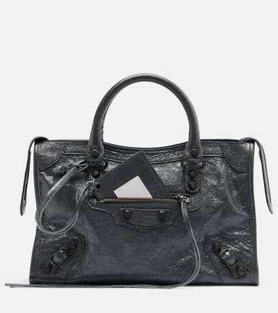Balenciaga Le City Leather Tote Bag In Gray