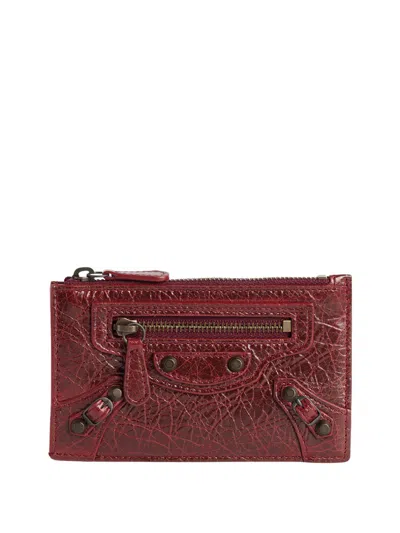 Balenciaga Le City Long Coin And Card Holder In Arena Leather In Red