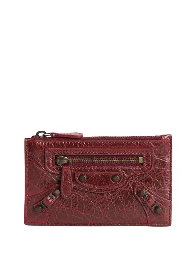 Balenciaga Le City Long Coin And Card Holder In Arena Leather In Red