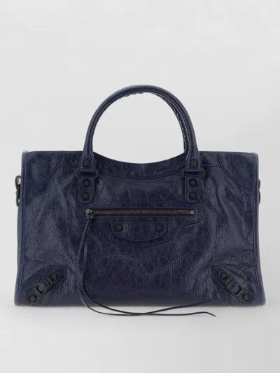 Balenciaga Le City M Tote Bag Leather In Blue
