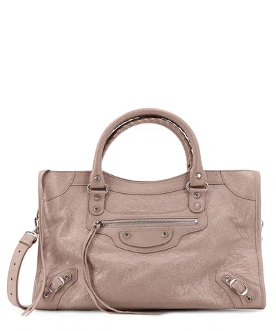 Balenciaga Le City Media Handbag In Beige