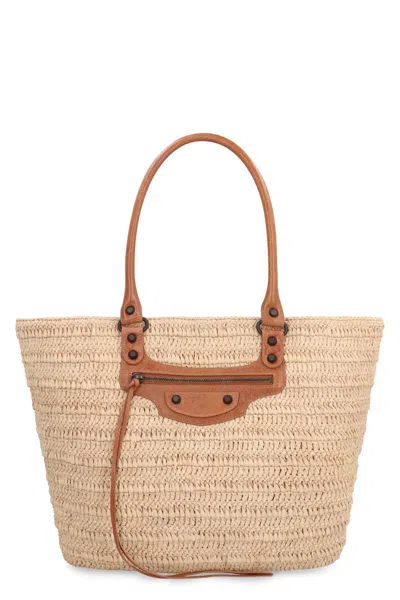 Balenciaga Le City Media Raffia Bag In Pink