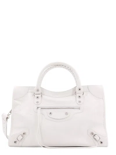 Balenciaga Le City Medium Leather Tote Bag In White