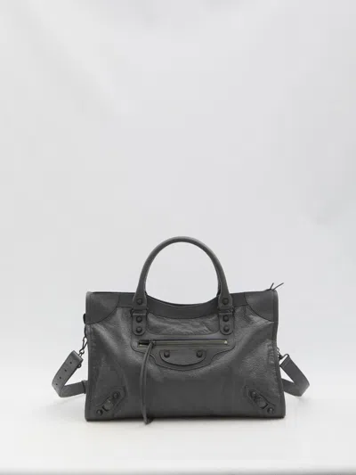Balenciaga Medium Le City Leather Shoulder Bag In Volcanic Rock